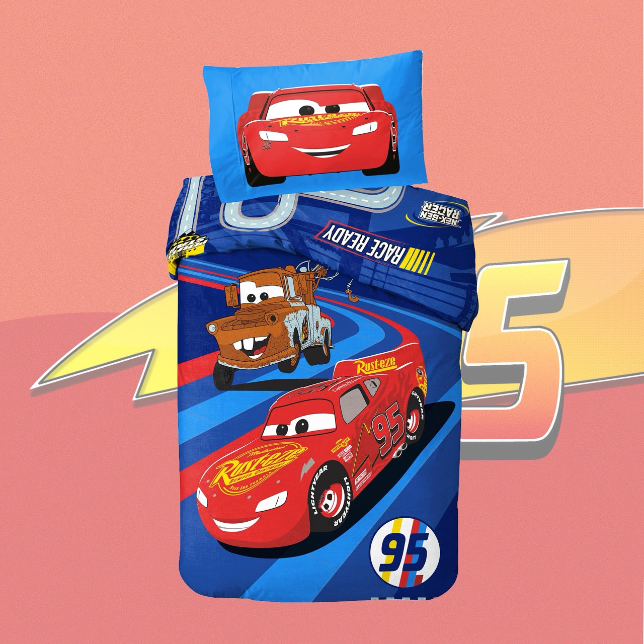 Disney Single Panel Duvet Set - McQueen & Mater Design