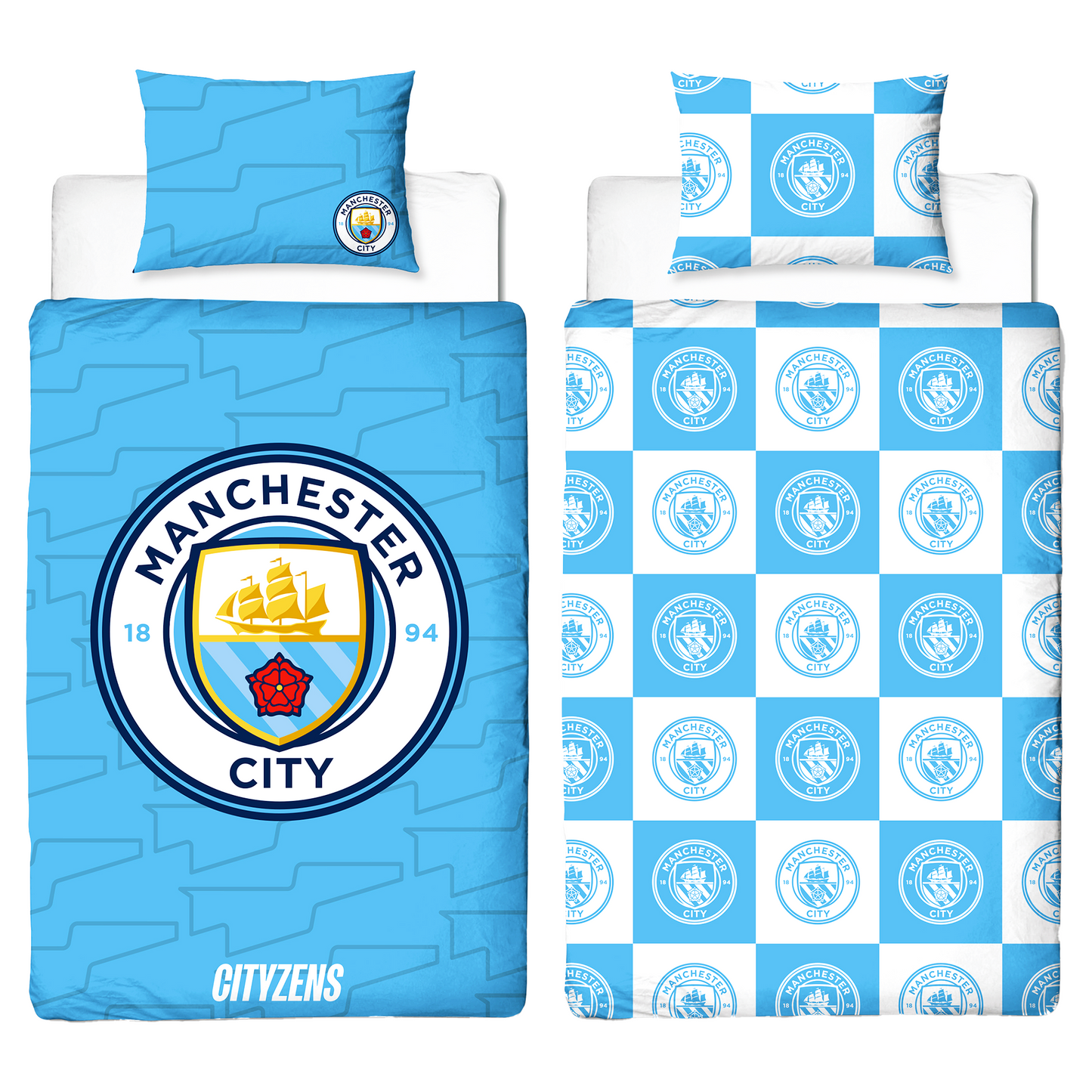 Manchester City FC Crest Reversible Single Panel Duvet Set