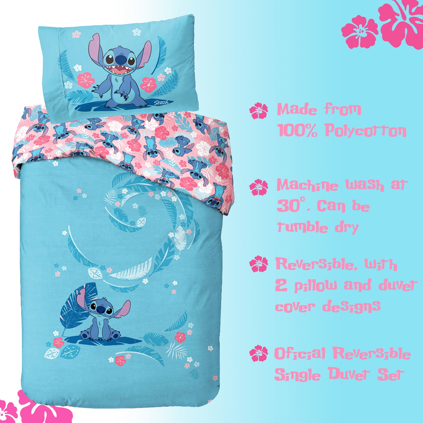 Disney Single Panel Duvet Set - Lilo & Stitch Design