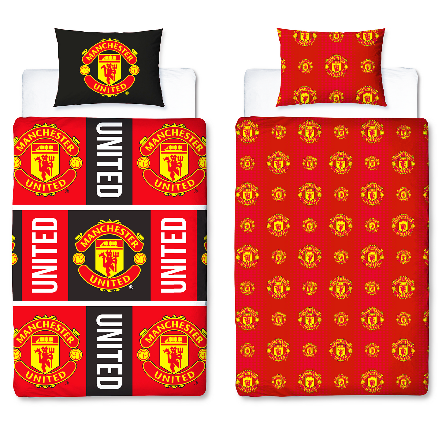 Manchester United FC Trafford Reversible Single and Double Rotary Duvet Set