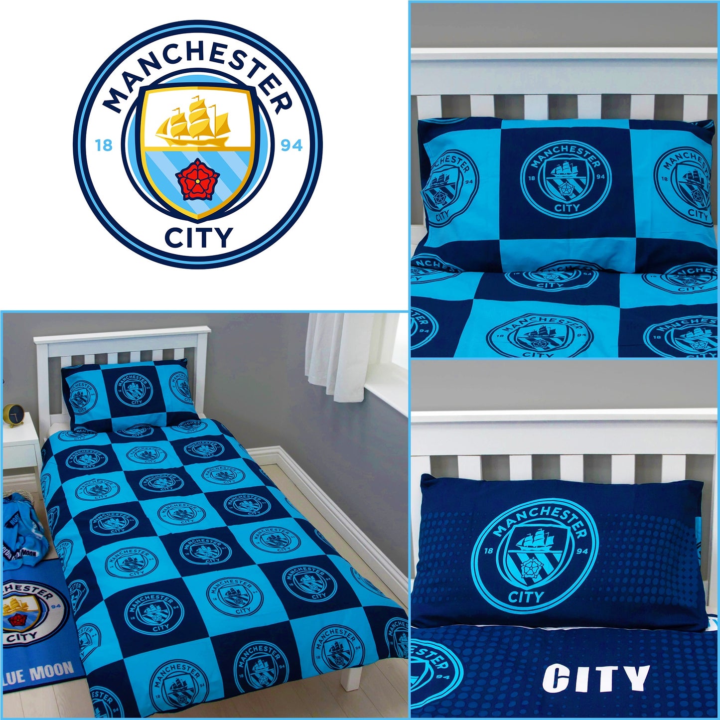 Manchester City FC Iconic Reversible Single Rotary Duvet Set