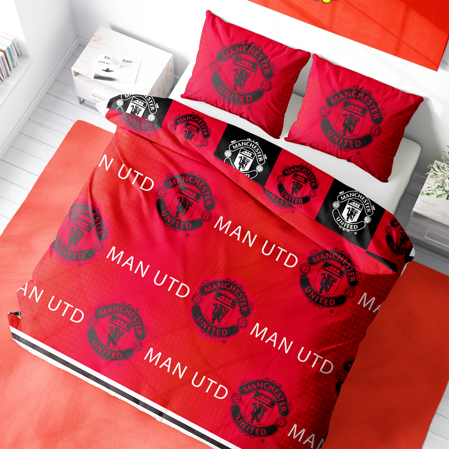 Manchester United FC Honour Reversible Single and Double Rotary Duvet Set