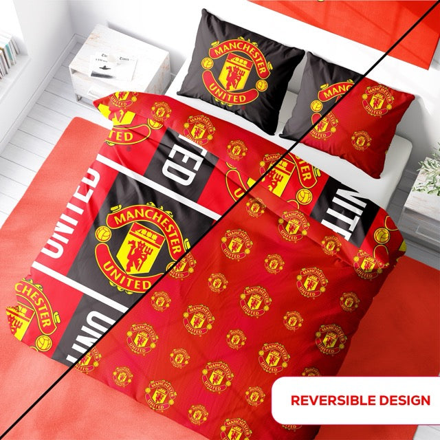 Manchester United FC Trafford Reversible Single and Double Rotary Duvet Set