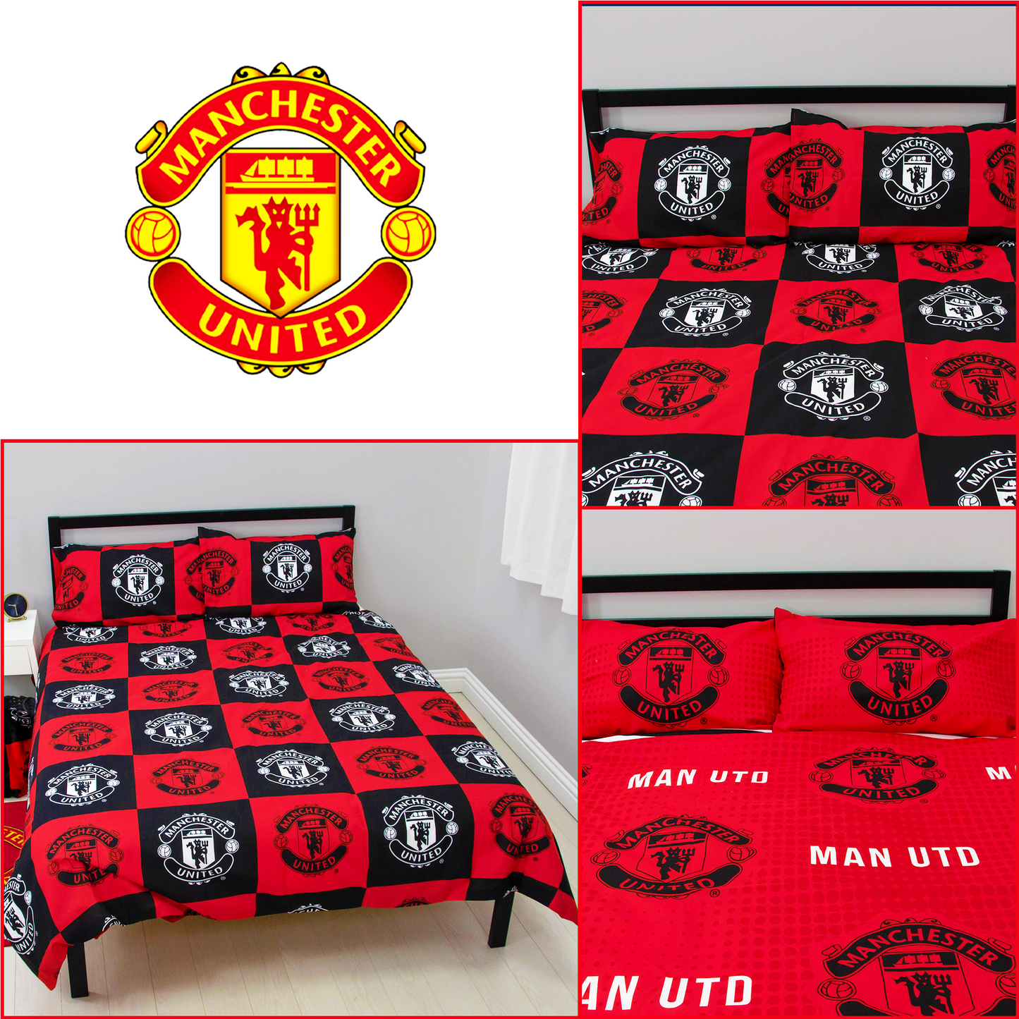 Manchester United FC Honour Reversible Single and Double Rotary Duvet Set