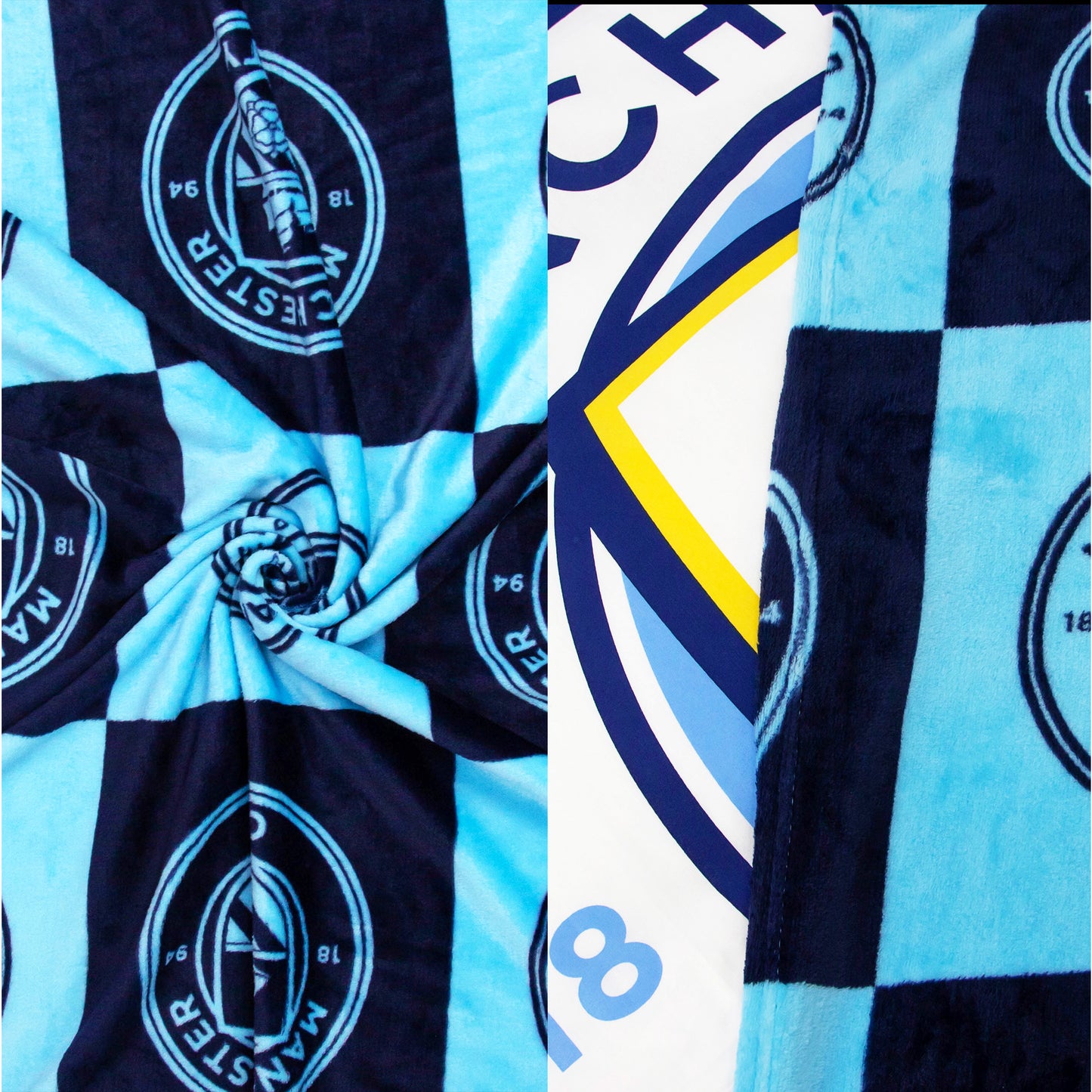 Manchester City FC Check Fleece Blanket - 100 x 150cm