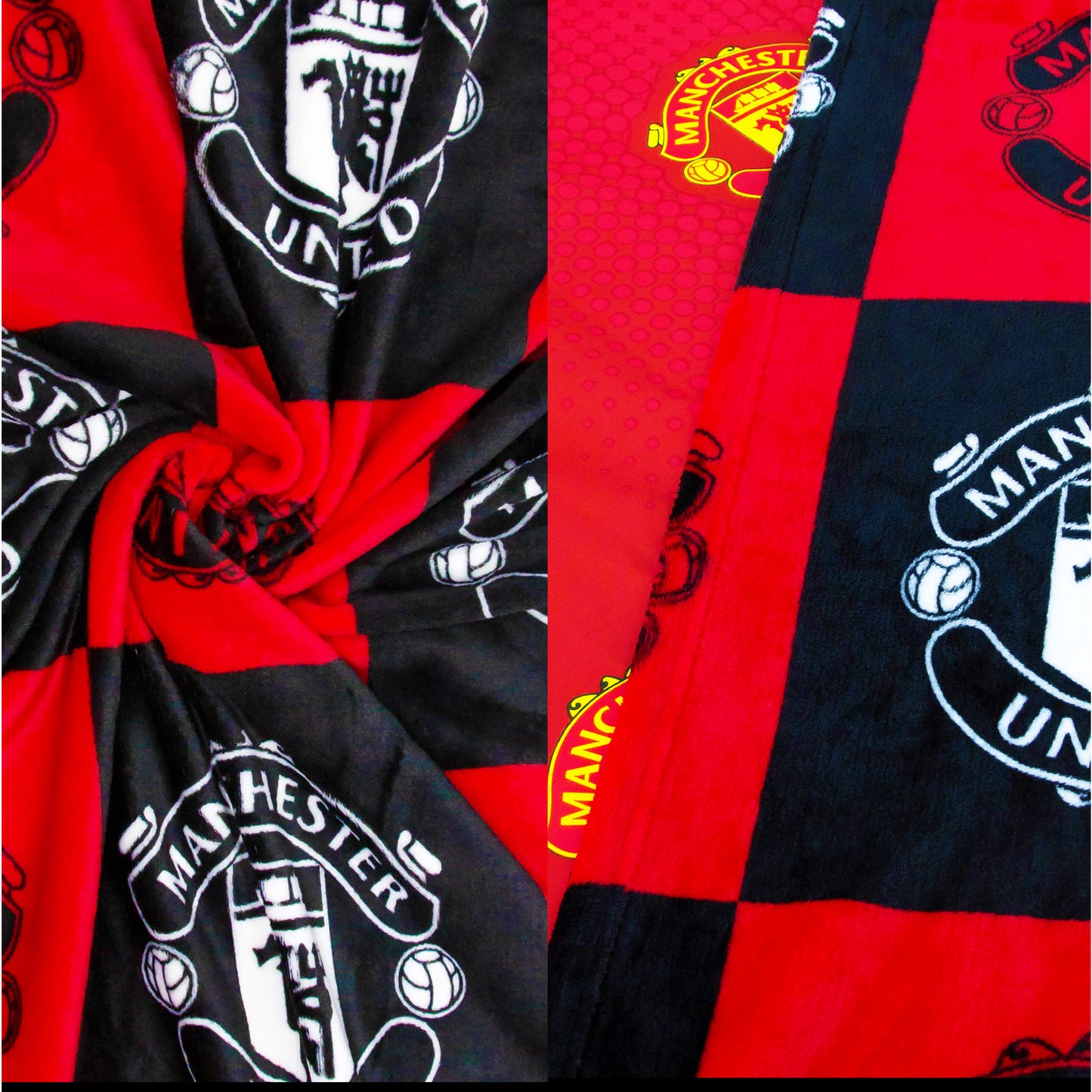 Manchester United FC Check Fleece Blanket - 100 x 150cm