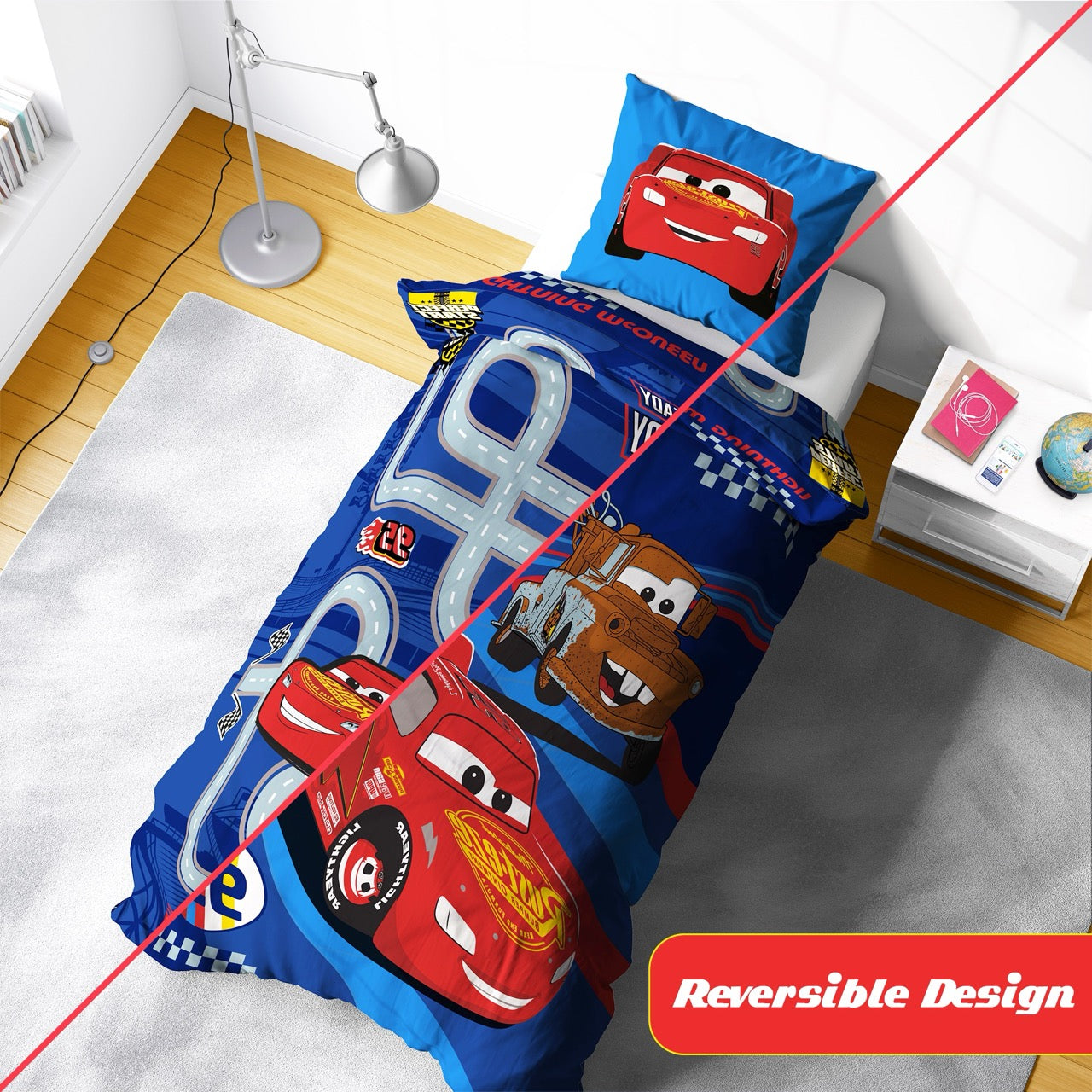 Disney Single Panel Duvet Set - McQueen & Mater Design