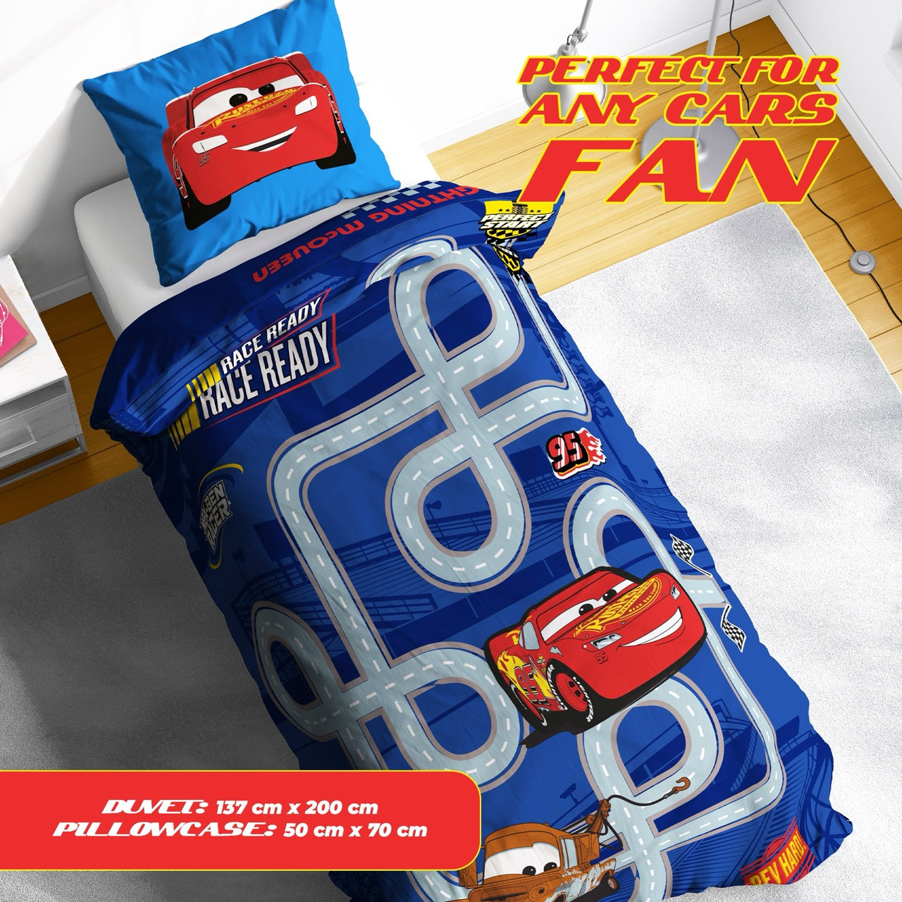 Disney Single Panel Duvet Set - McQueen & Mater Design