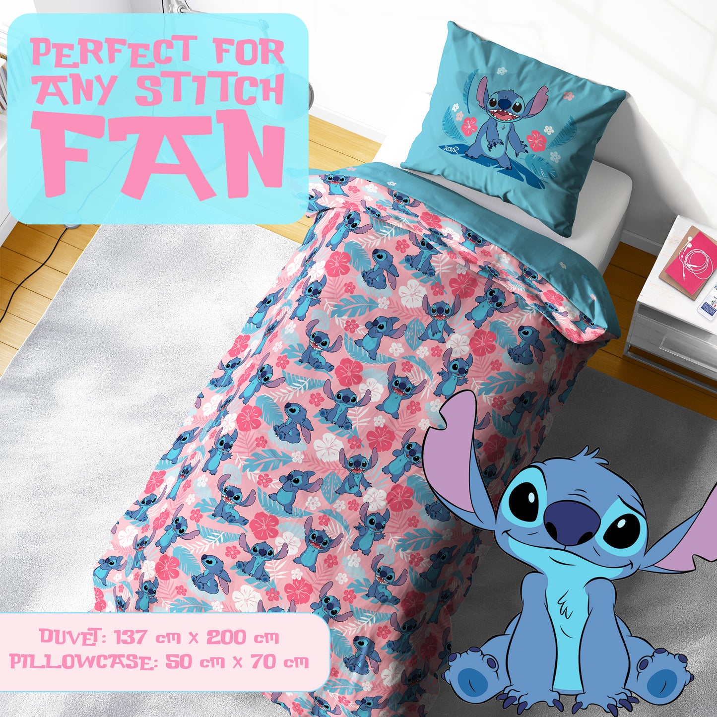 Disney Single Panel Duvet Set - Lilo & Stitch Design