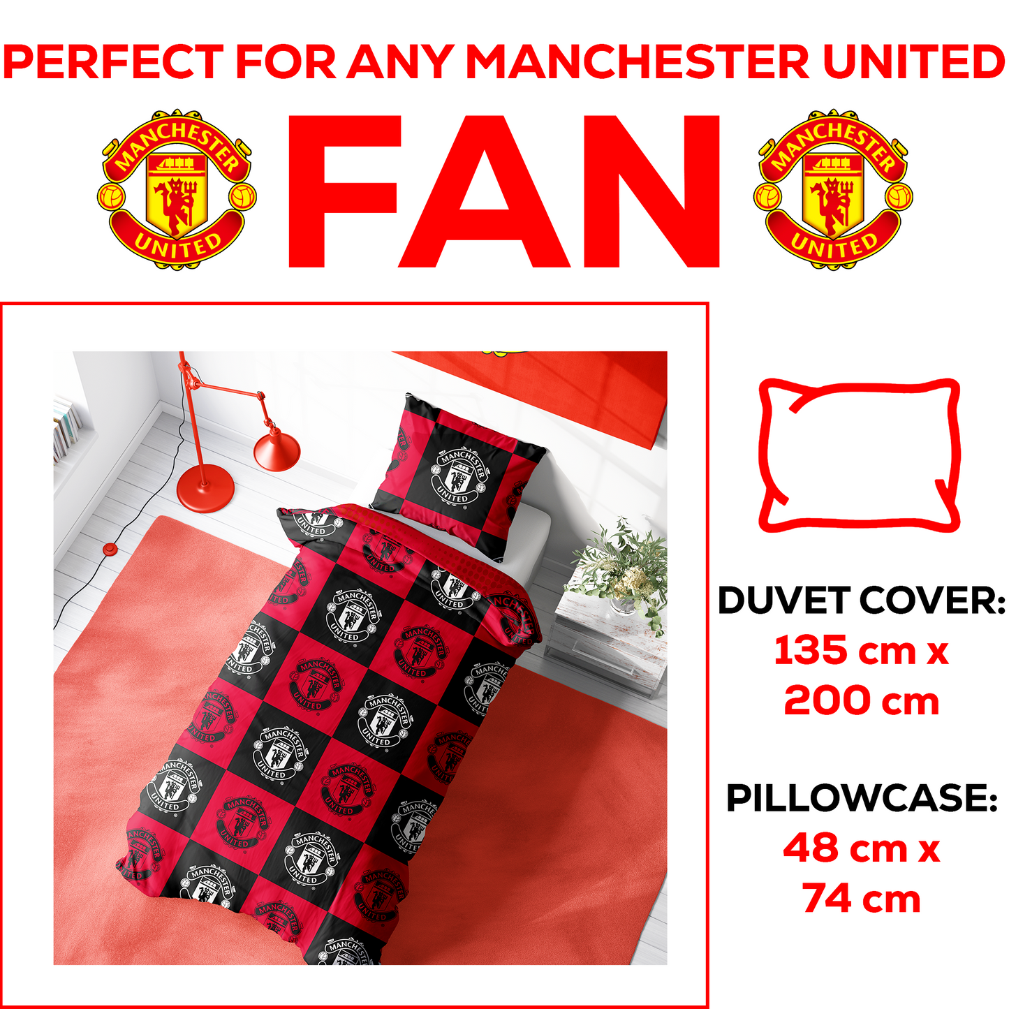 Manchester United FC Honour Reversible Single and Double Rotary Duvet Set