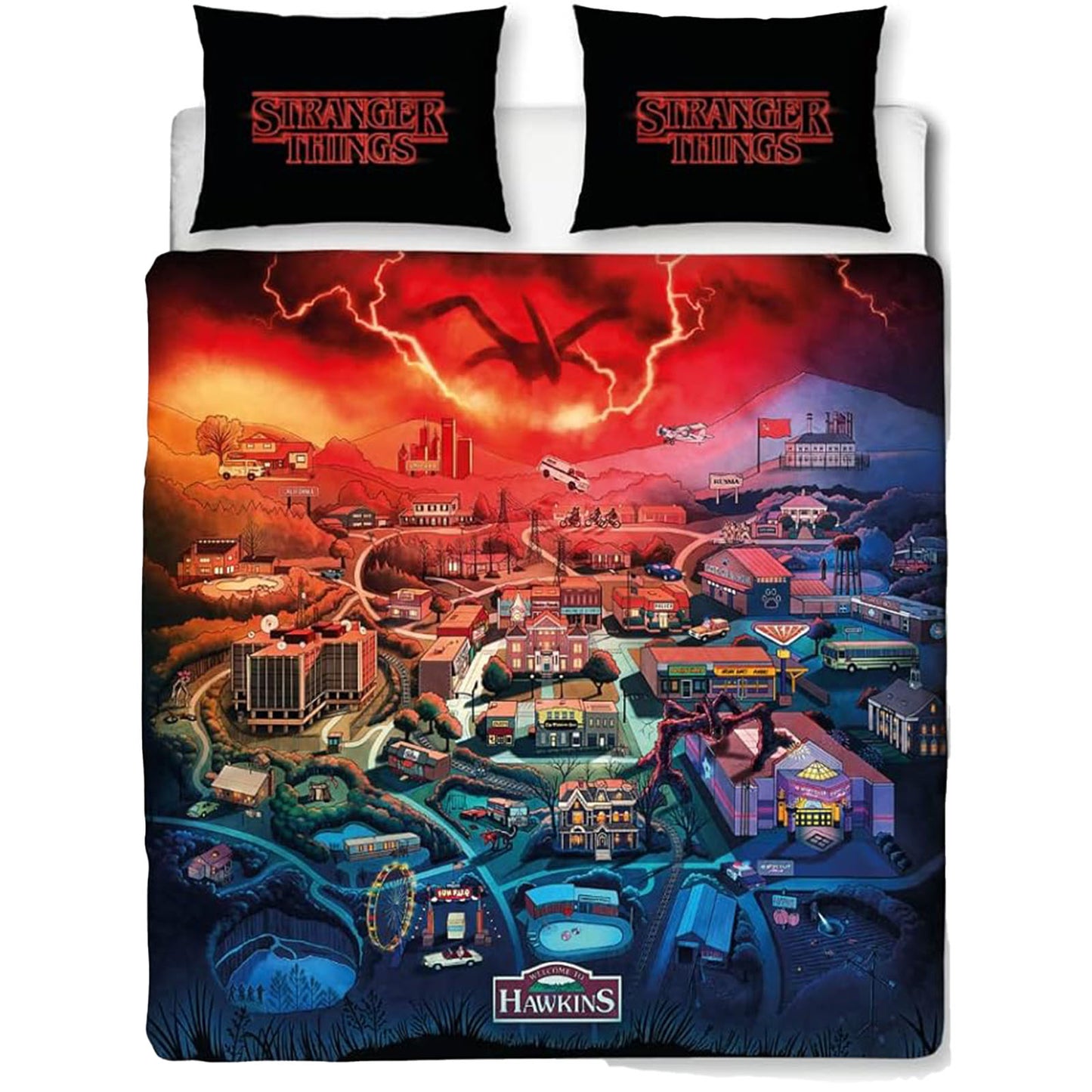 Stranger Things 'Hawkins Town' Panel Duvet Set