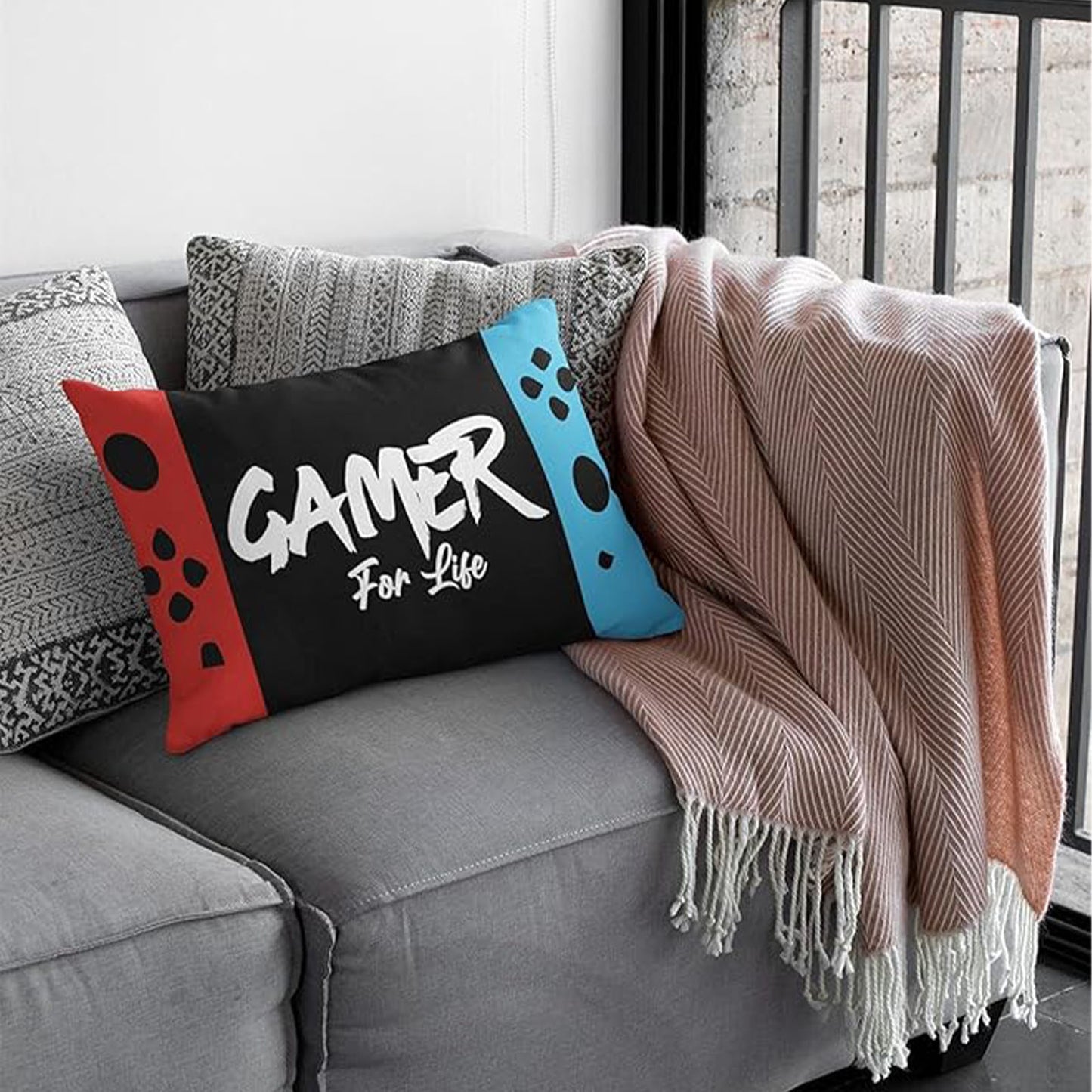Gamer 'Gamer For Life' Rectangle Cushion