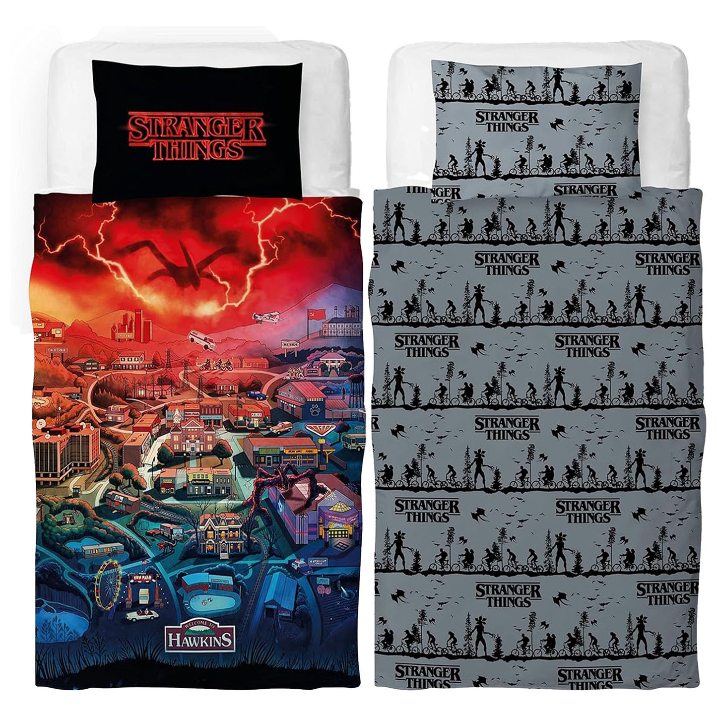 Stranger Things 'Hawkins Town' Panel Duvet Set