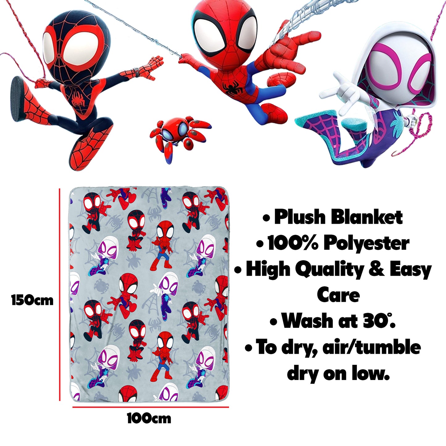 Marvel Fleece Blankets – Spidey & His Amazing Friends Design - 100 x 150 cm