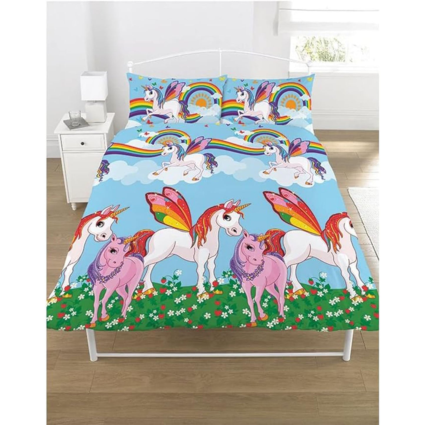 Rainbow Unicorns Single Duvet Set