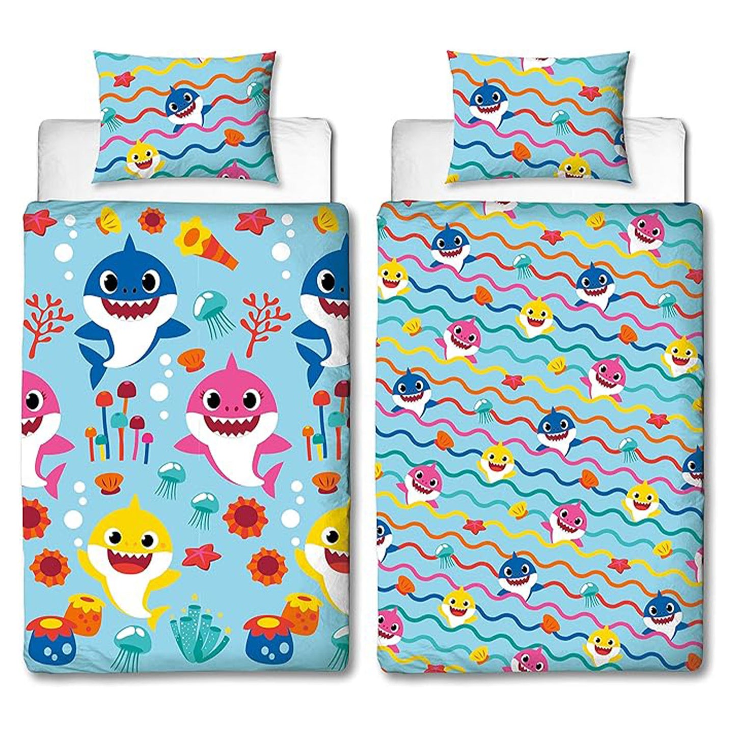 Baby Shark 'Rainbow Sharks' Single Rotary Duvet Set