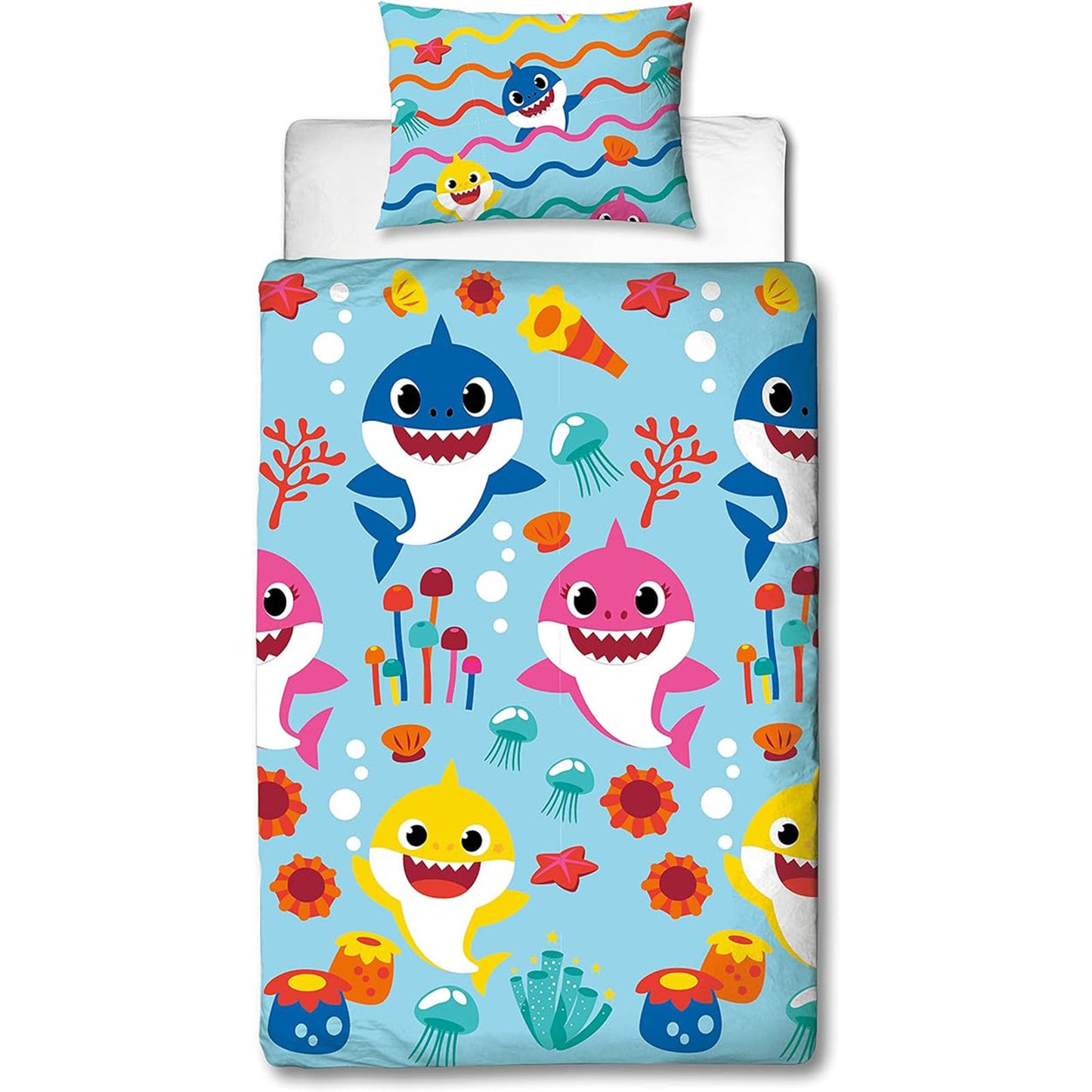 Baby Shark 'Rainbow Sharks' Single Rotary Duvet Set