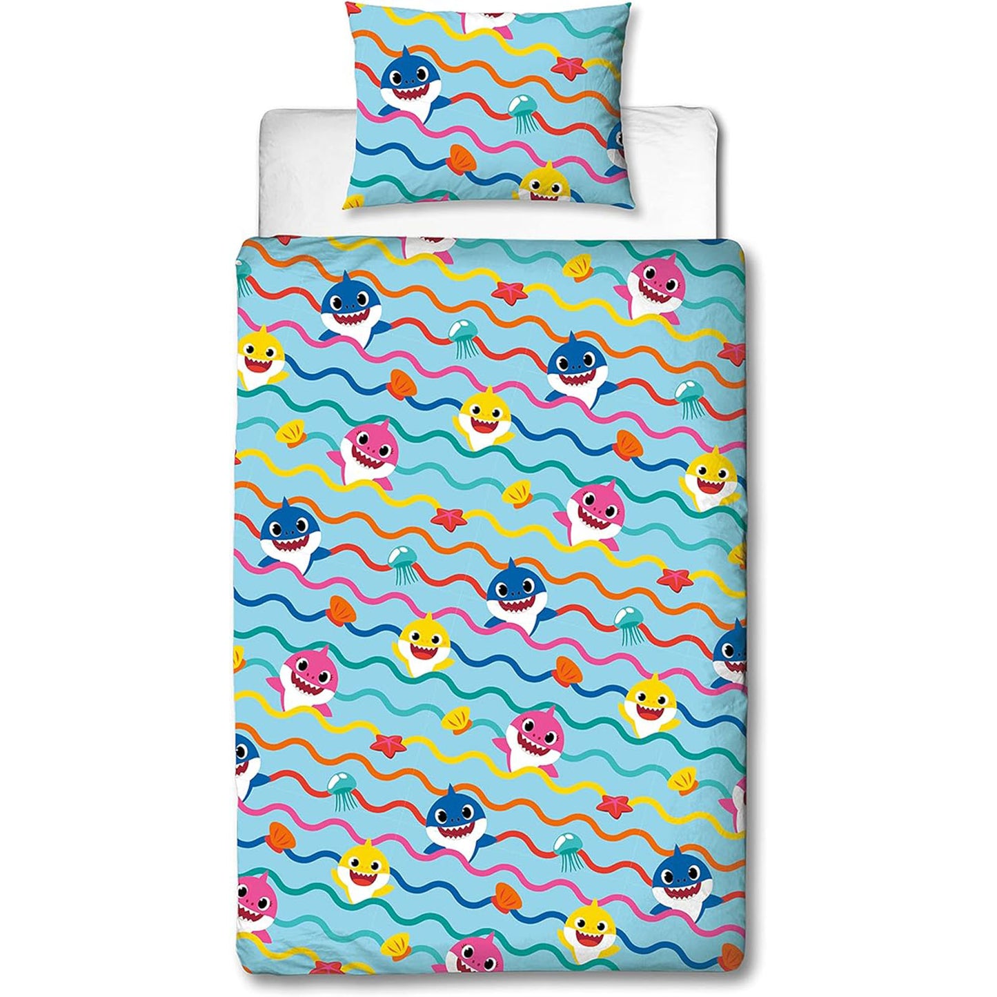 Baby Shark 'Rainbow Sharks' Single Rotary Duvet Set