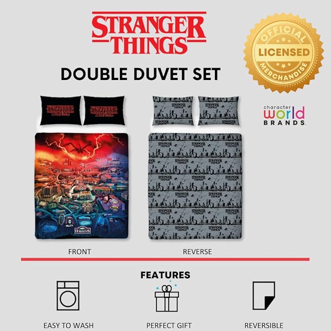 Stranger Things 'Hawkins Town' Panel Duvet Set