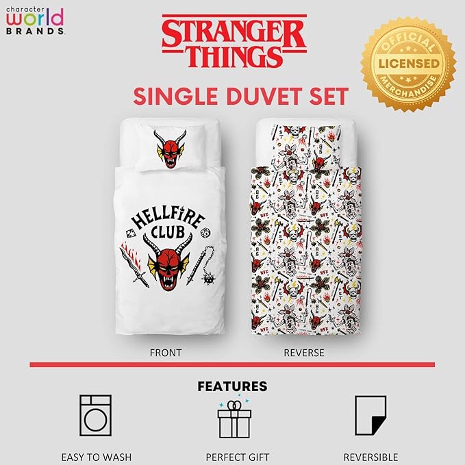 Stranger Things 'Hellfire Club' Single Panel Duvet Set