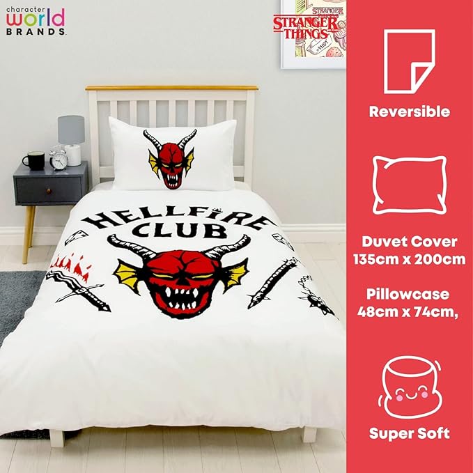 Stranger Things 'Hellfire Club' Single Panel Duvet Set