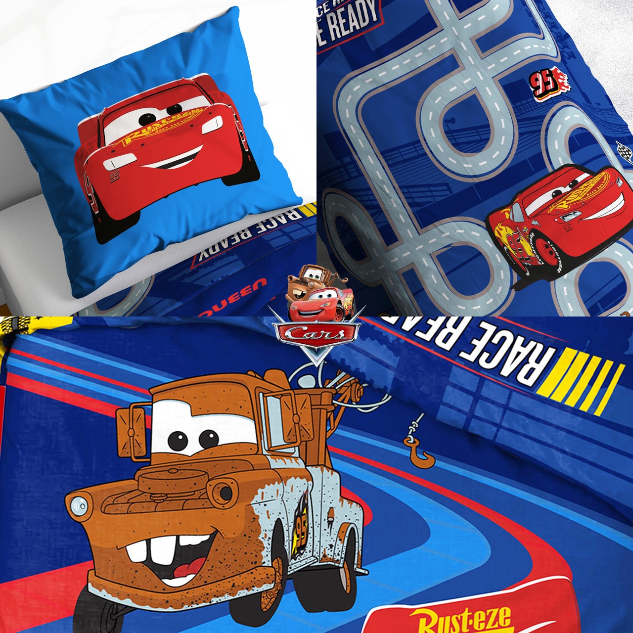 Disney Single Panel Duvet Set - McQueen & Mater Design
