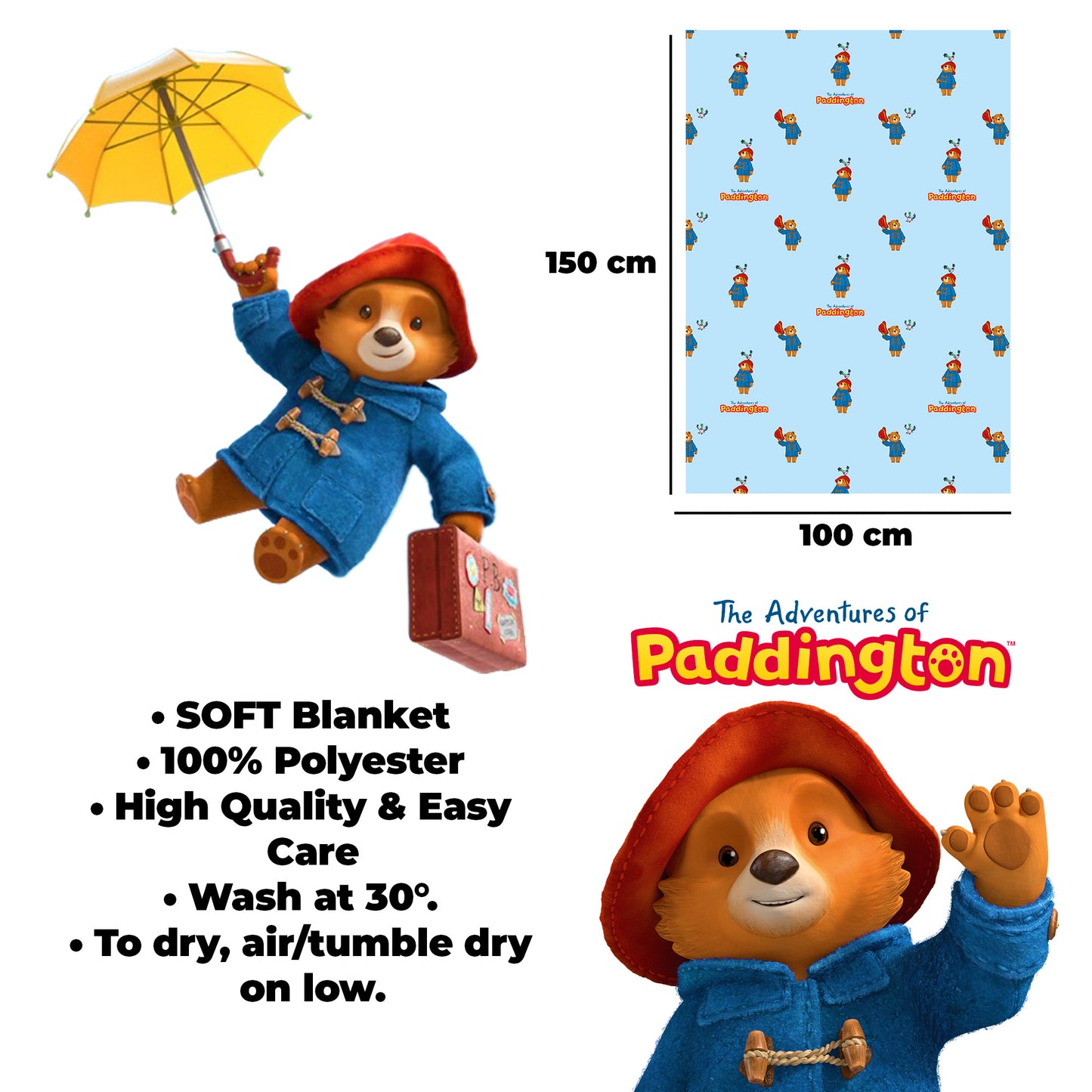 Paddington Fleece Blanket – 100 x 150 cm