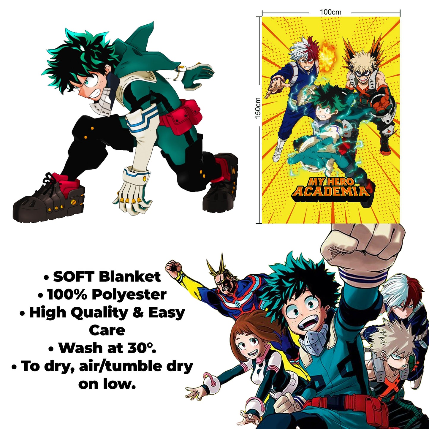 My Hero Academia Fleece Blanket – 100 x 150 cm