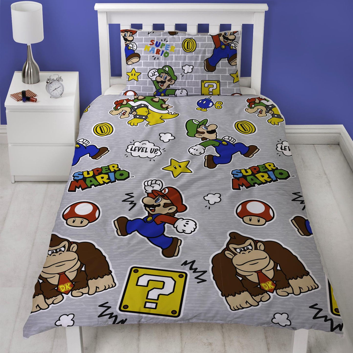 Nintendo 'Mario Level Up' Single Rotary Duvet Set