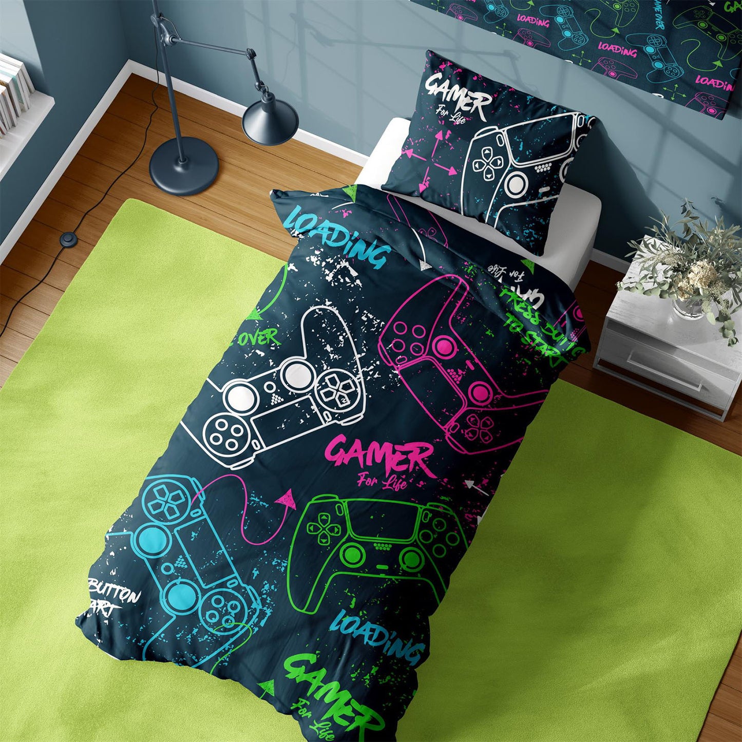 Gamer for Life 'Neon' Single Panel Duvet Set