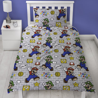Nintendo 'Mario Level Up' Single Rotary Duvet Set