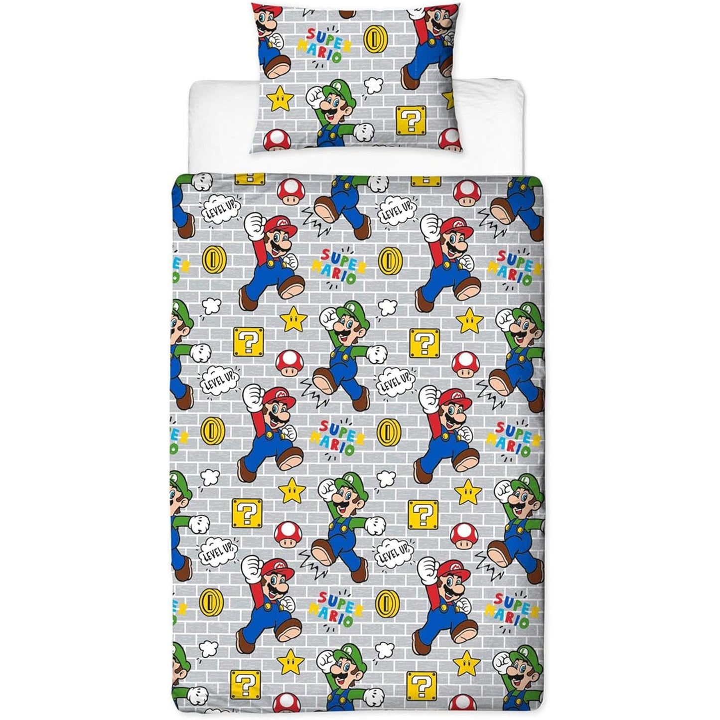 Nintendo 'Mario Level Up' Single Rotary Duvet Set