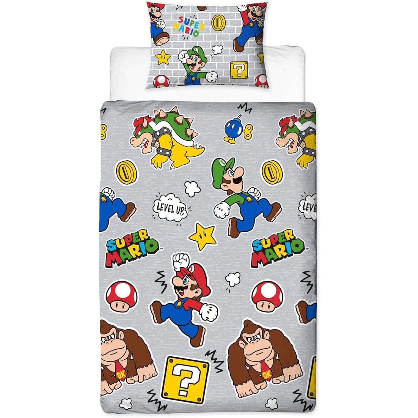 Nintendo 'Mario Level Up' Single Rotary Duvet Set