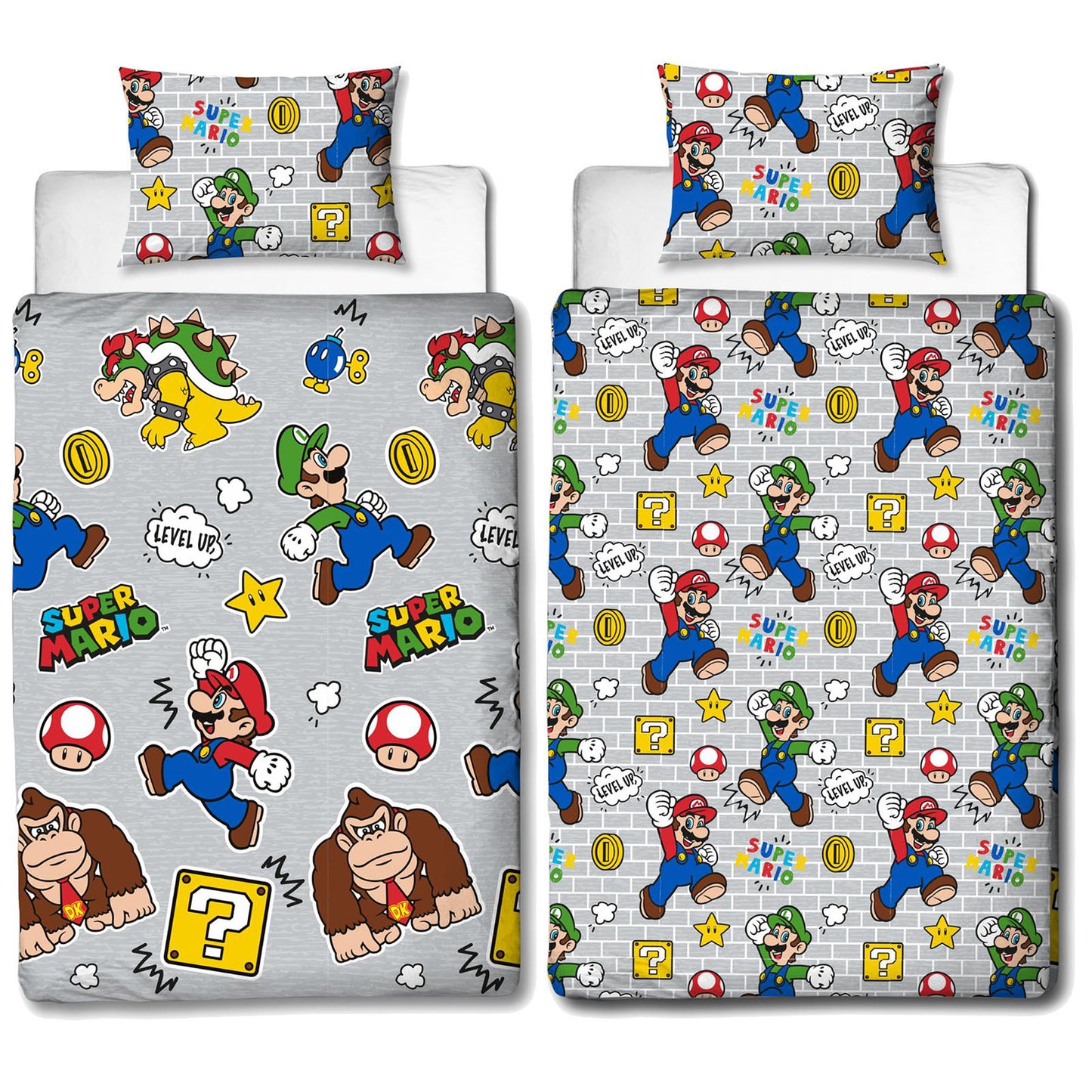 Nintendo 'Mario Level Up' Single Rotary Duvet Set