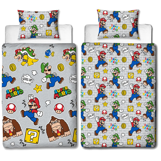Nintendo 'Mario Level Up' Single Rotary Duvet Set