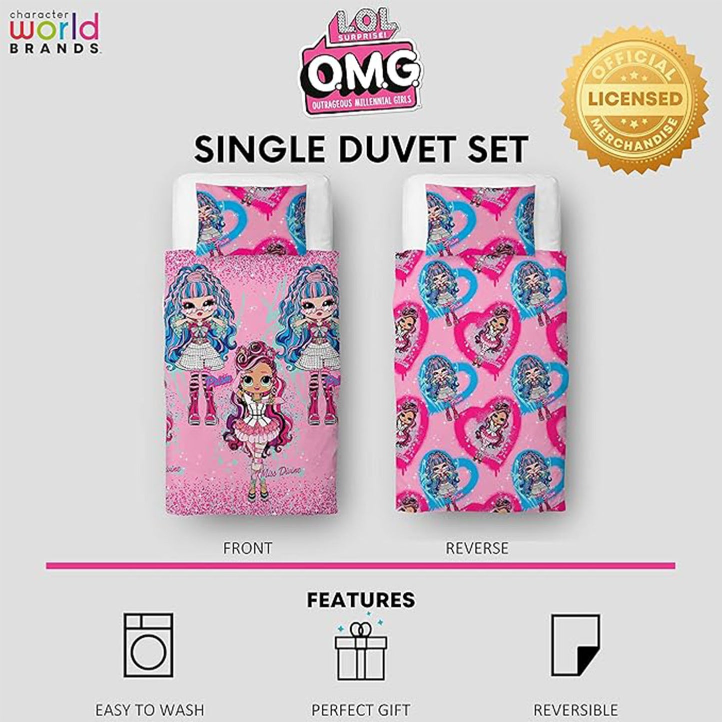 LOL Surprise 'Queens Doll' Single Rotary Duvet Set